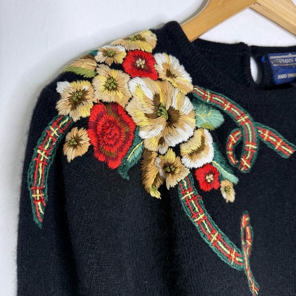 Herman Geist Vintage Hand-Embroidered Wool Blend Sweater Women’s Large - Picture 6 of 7